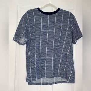 Lacoste Navy and White Striped Tee